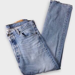 Levi's Mens 501 Jeans Sz 35/30 Distress Wear Hem Button Front Denim Faded Classi